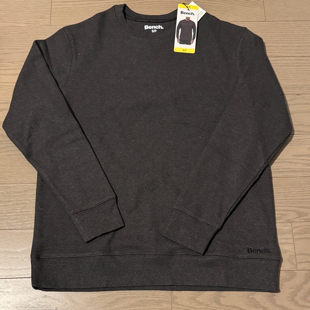 Bonded Waffle Fleece Lined Thermal Crewneck - Dark Grey - Small - Picture 1 of 5